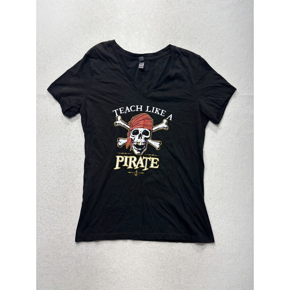 District Shirt Womens Medium Black Teach Like A Pirate Teacher Graphic Tee